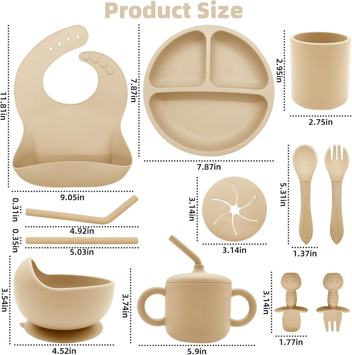 Silicone Baby Feeding Set 9 Pcs, Baby Led Weaning Supplies