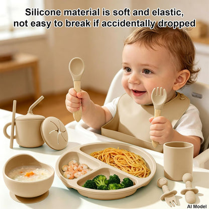Silicone Baby Feeding Set 9 Pcs, Baby Led Weaning Supplies