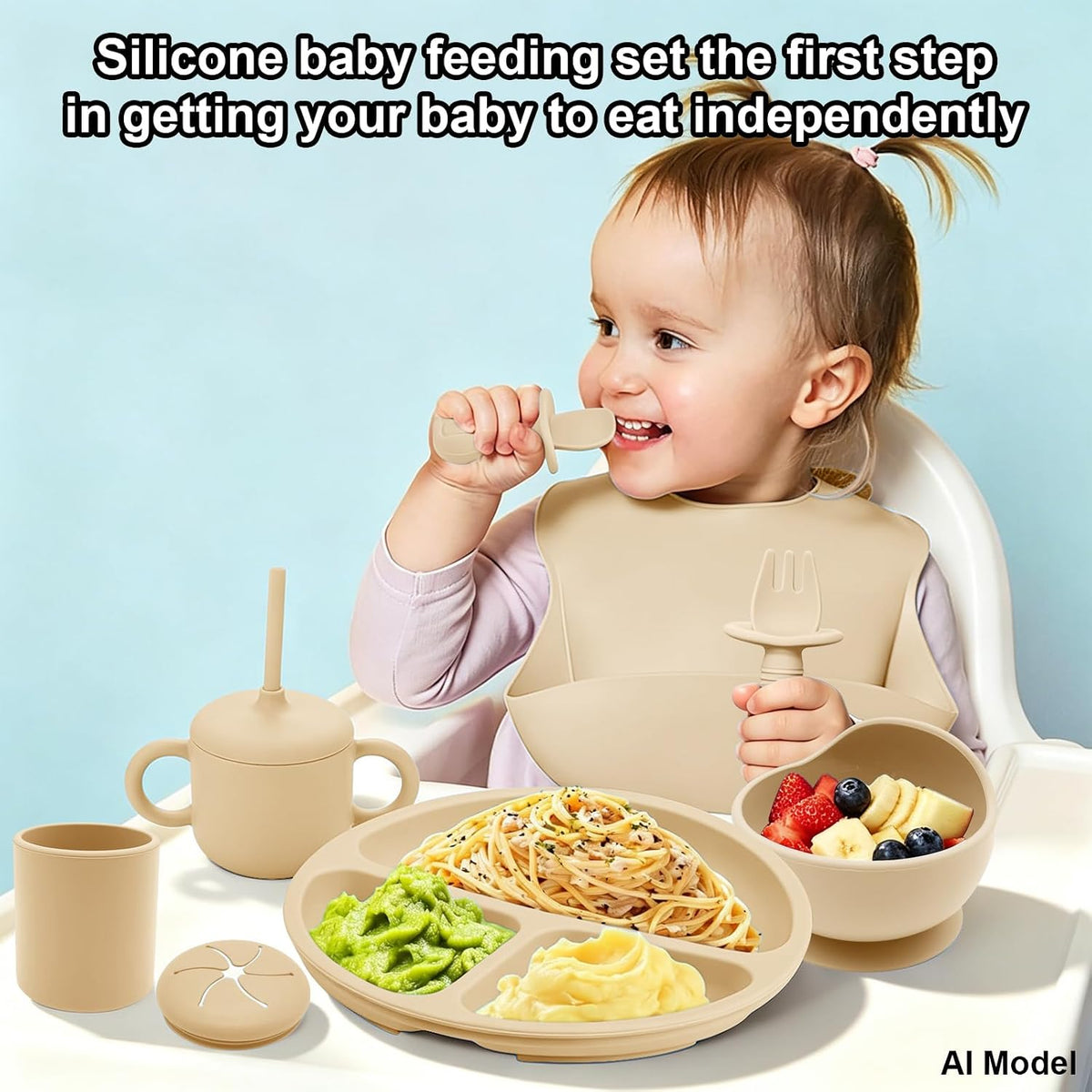 Silicone Baby Feeding Set 9 Pcs, Baby Led Weaning Supplies