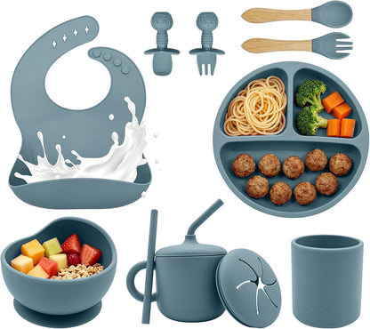 Silicone Baby Feeding Set 9 Pcs, Baby Led Weaning Supplies