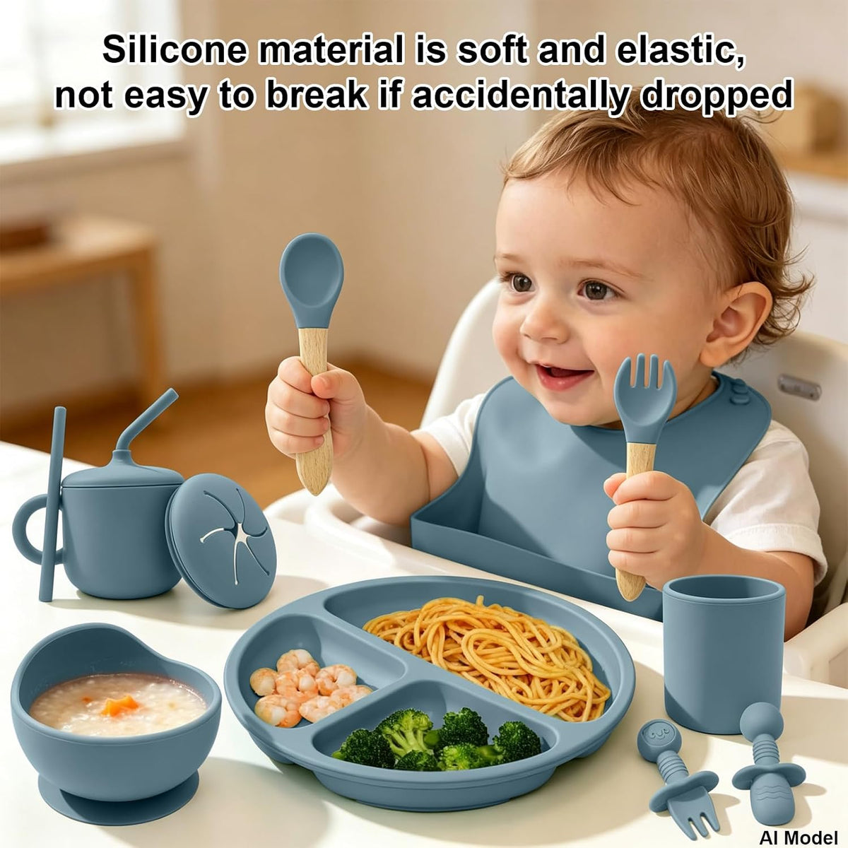 Silicone Baby Feeding Set 9 Pcs, Baby Led Weaning Supplies