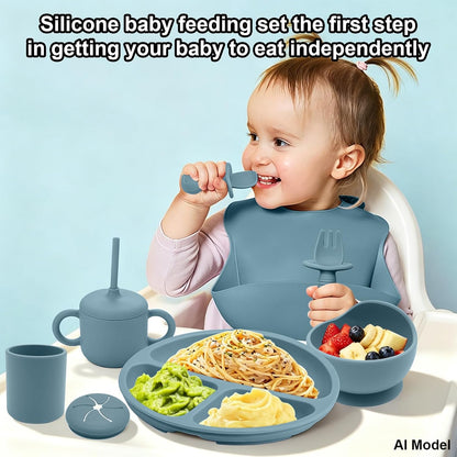 Silicone Baby Feeding Set 9 Pcs, Baby Led Weaning Supplies