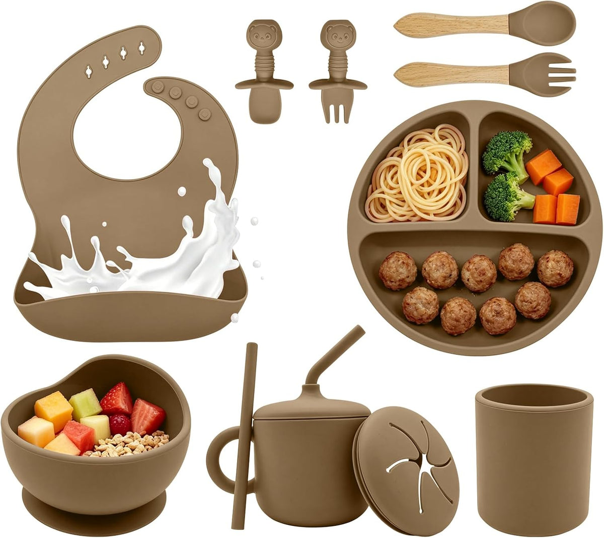Silicone Baby Feeding Set 9 Pcs, Baby Led Weaning Supplies