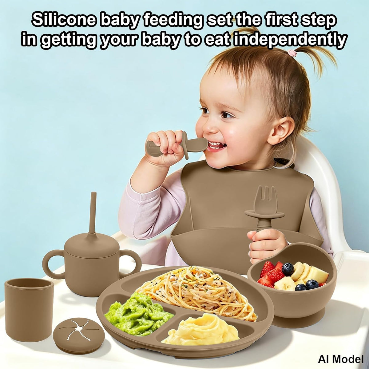 Silicone Baby Feeding Set 9 Pcs, Baby Led Weaning Supplies