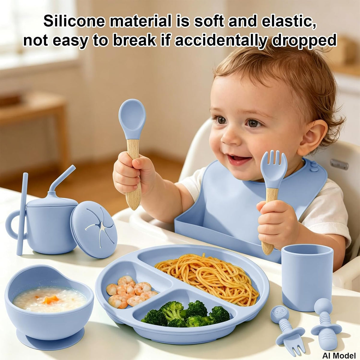 Silicone Baby Feeding Set 9 Pcs, Baby Led Weaning Supplies