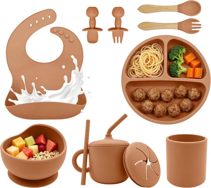 Silicone Baby Feeding Set 9 Pcs, Baby Led Weaning Supplies
