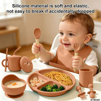 Silicone Baby Feeding Set 9 Pcs, Baby Led Weaning Supplies
