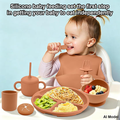 Silicone Baby Feeding Set 9 Pcs, Baby Led Weaning Supplies
