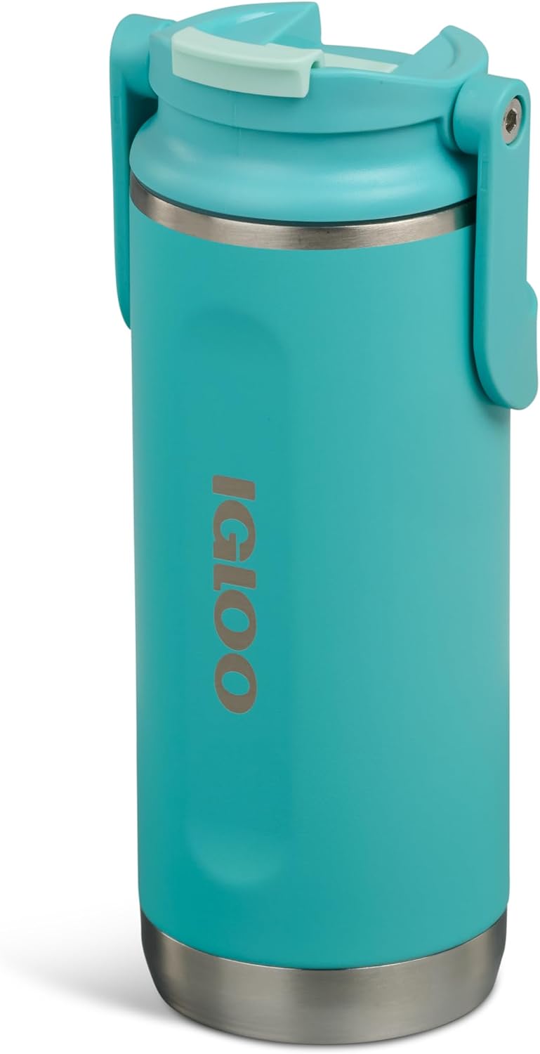 20 oz FlipNSip Tumbler, Reusable Travel Mug, Stainless Steel Insulated Hydration Cup for Hot & Cold Beverages,Seafoam