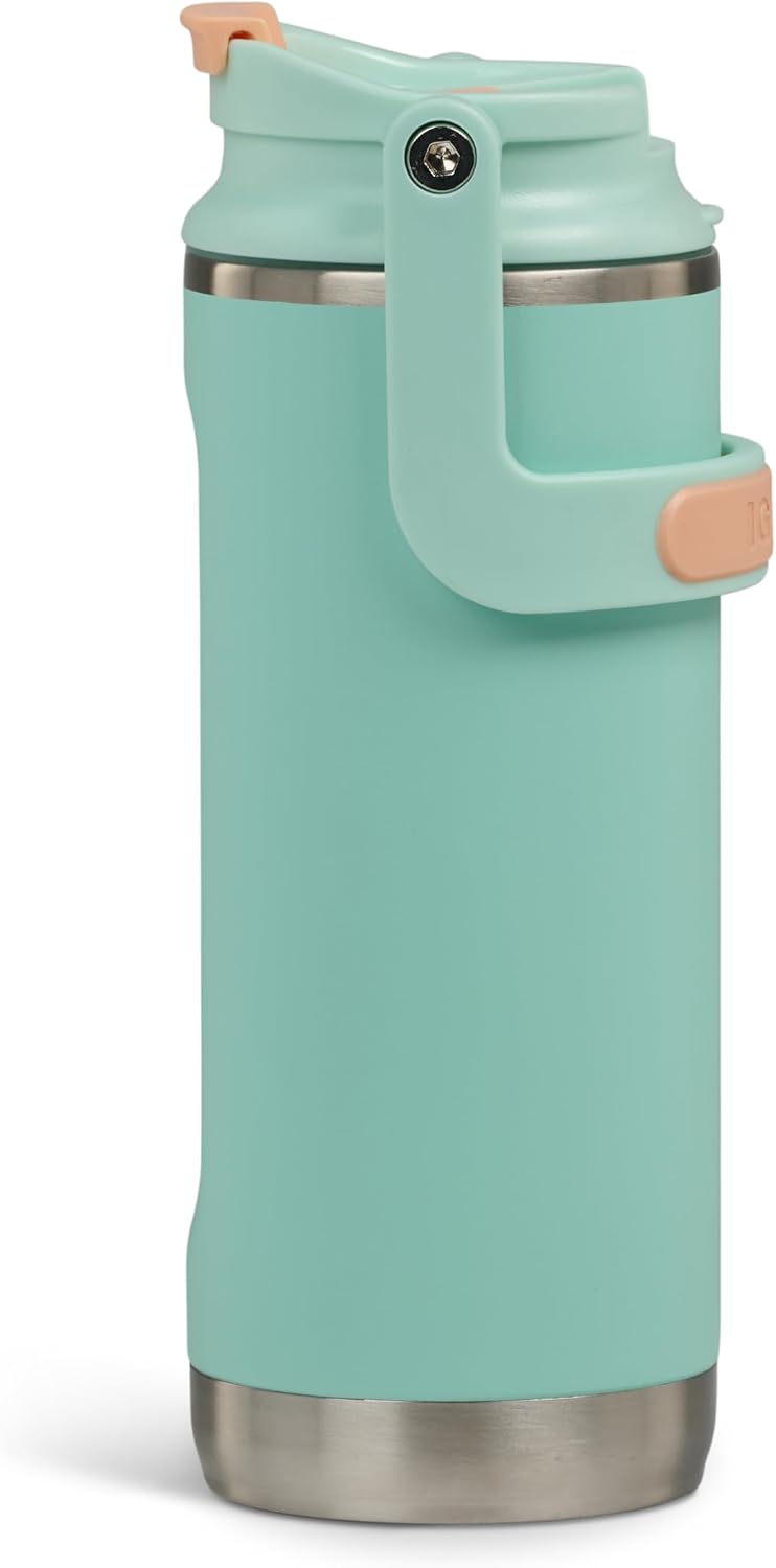 20 oz FlipNSip Tumbler, Reusable Travel Mug, Stainless Steel Insulated Hydration Cup for Hot & Cold Beverages,Seafoam