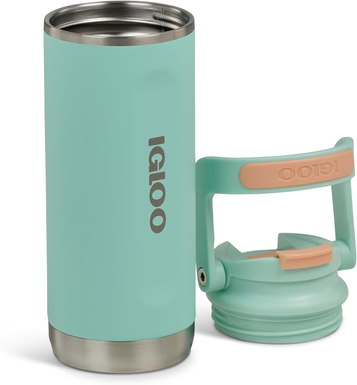 20 oz FlipNSip Tumbler, Reusable Travel Mug, Stainless Steel Insulated Hydration Cup for Hot & Cold Beverages,Seafoam
