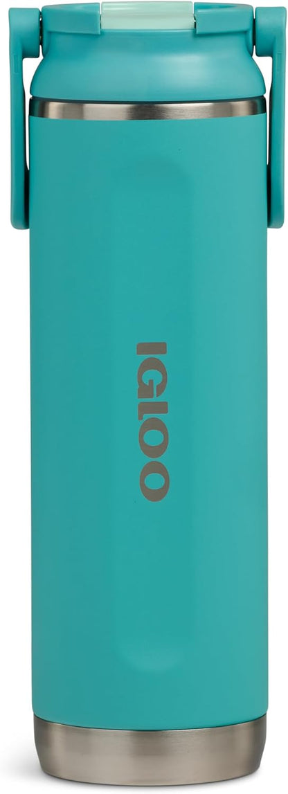 20 oz FlipNSip Tumbler, Reusable Travel Mug, Stainless Steel Insulated Hydration Cup for Hot & Cold Beverages,Seafoam
