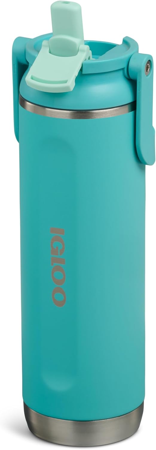 20 oz FlipNSip Tumbler, Reusable Travel Mug, Stainless Steel Insulated Hydration Cup for Hot & Cold Beverages,Seafoam