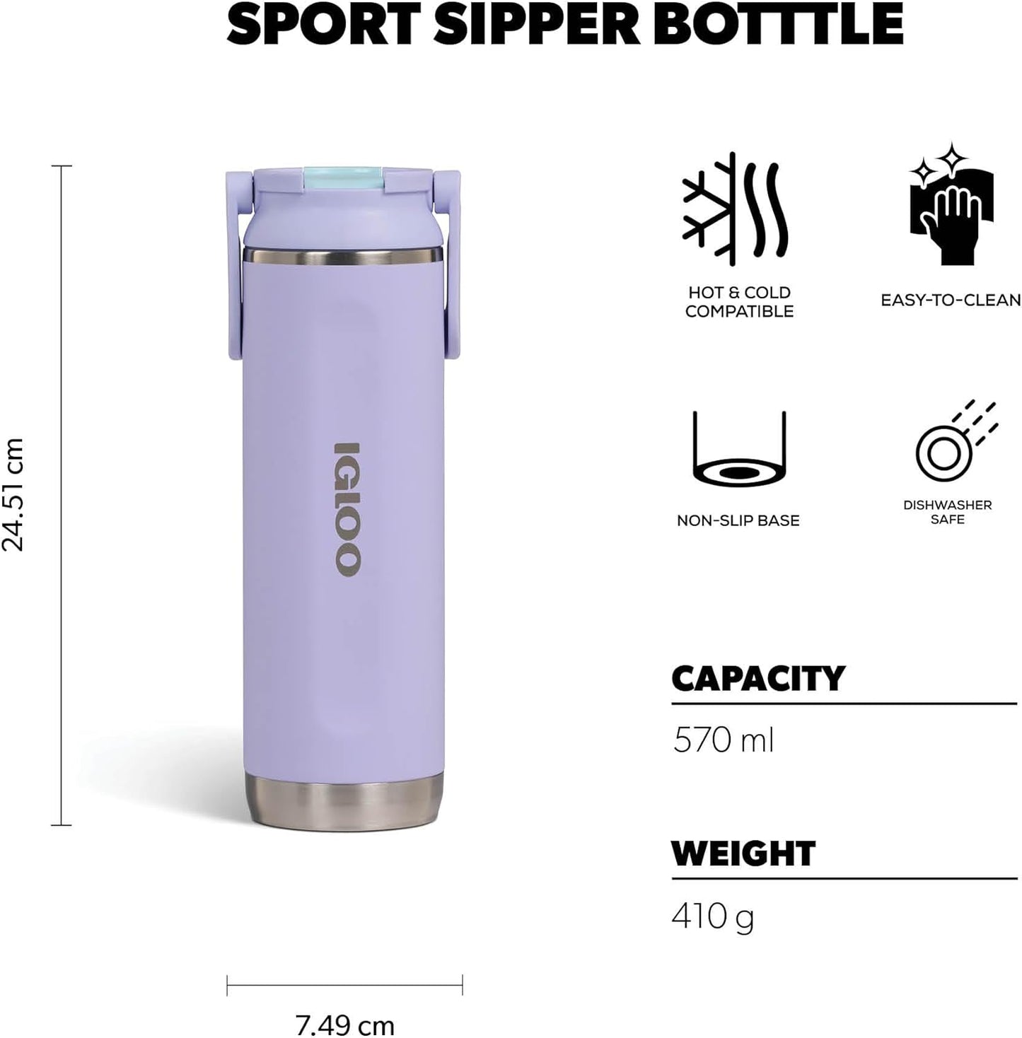 20 oz FlipNSip Tumbler, Reusable Travel Mug, Stainless Steel Insulated Hydration Cup for Hot & Cold Beverages,Seafoam