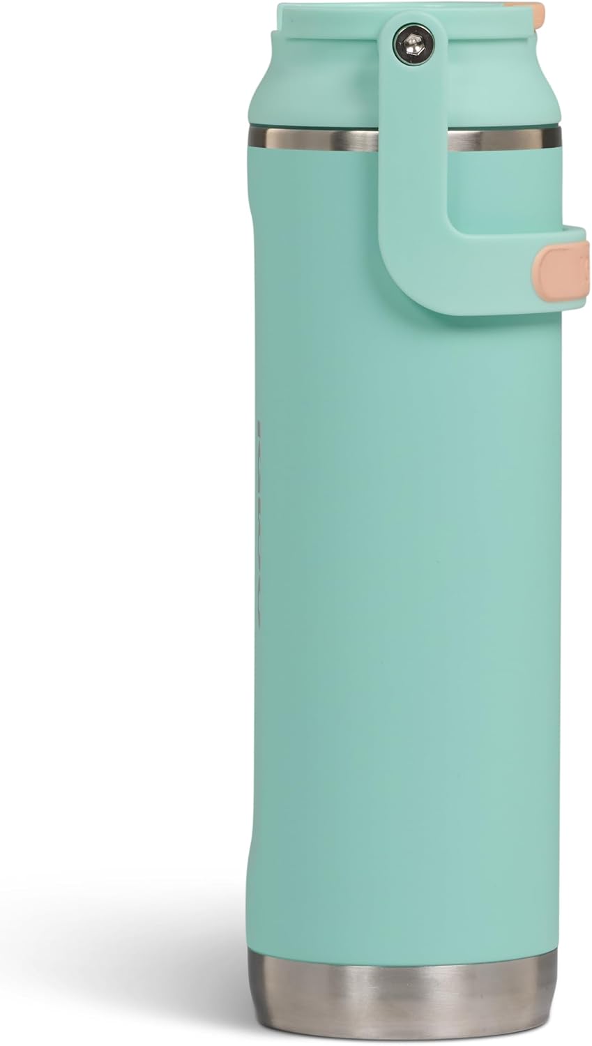 20 oz FlipNSip Tumbler, Reusable Travel Mug, Stainless Steel Insulated Hydration Cup for Hot & Cold Beverages,Seafoam