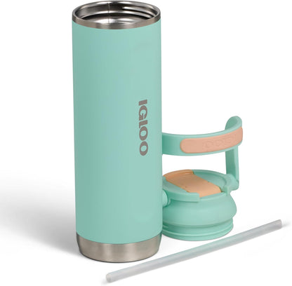 20 oz FlipNSip Tumbler, Reusable Travel Mug, Stainless Steel Insulated Hydration Cup for Hot & Cold Beverages,Seafoam