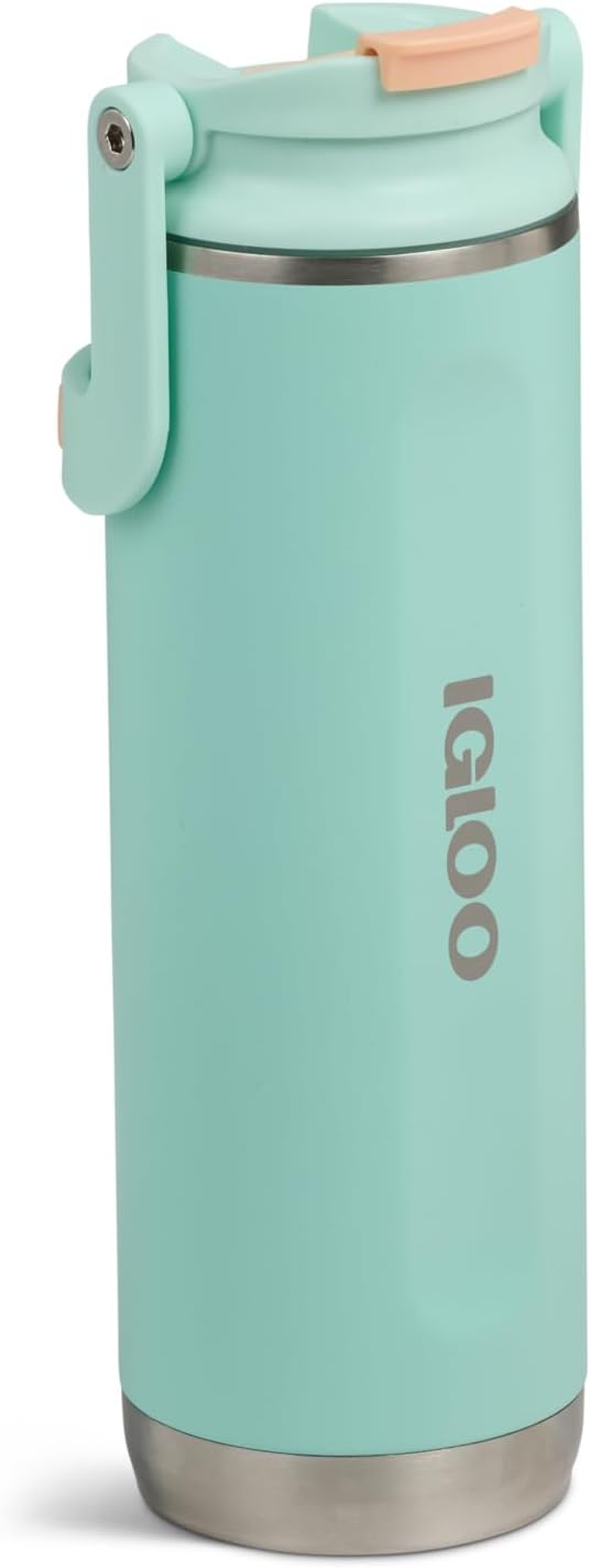 20 oz FlipNSip Tumbler, Reusable Travel Mug, Stainless Steel Insulated Hydration Cup for Hot & Cold Beverages,Seafoam
