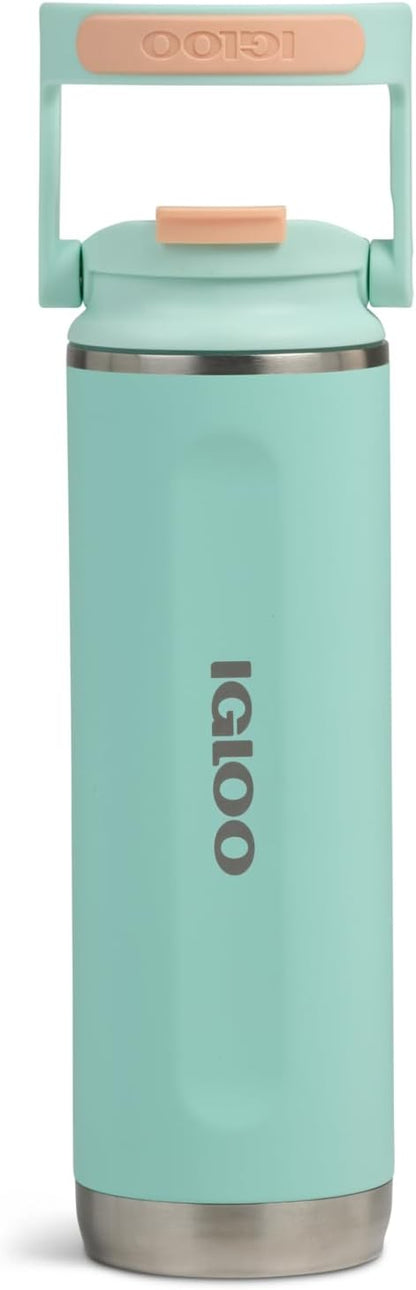 20 oz FlipNSip Tumbler, Reusable Travel Mug, Stainless Steel Insulated Hydration Cup for Hot & Cold Beverages,Seafoam