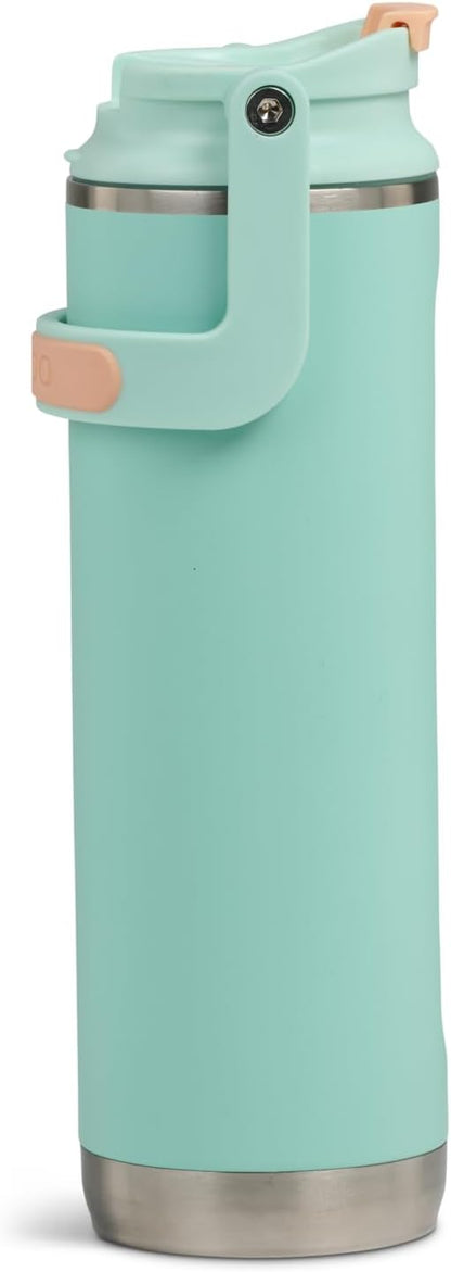 20 oz FlipNSip Tumbler, Reusable Travel Mug, Stainless Steel Insulated Hydration Cup for Hot & Cold Beverages,Seafoam