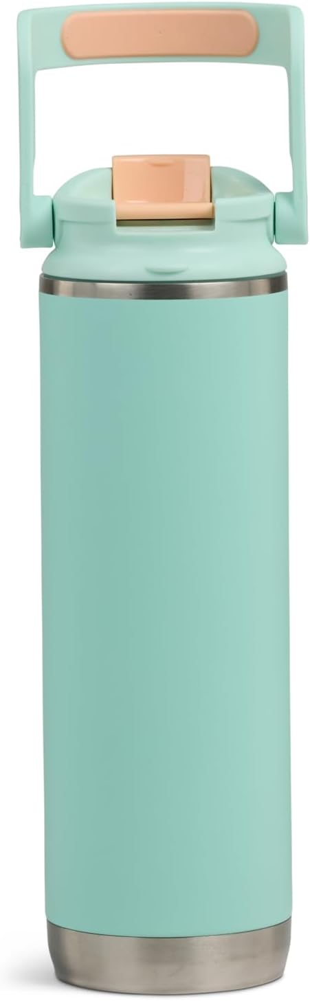 20 oz FlipNSip Tumbler, Reusable Travel Mug, Stainless Steel Insulated Hydration Cup for Hot & Cold Beverages,Seafoam