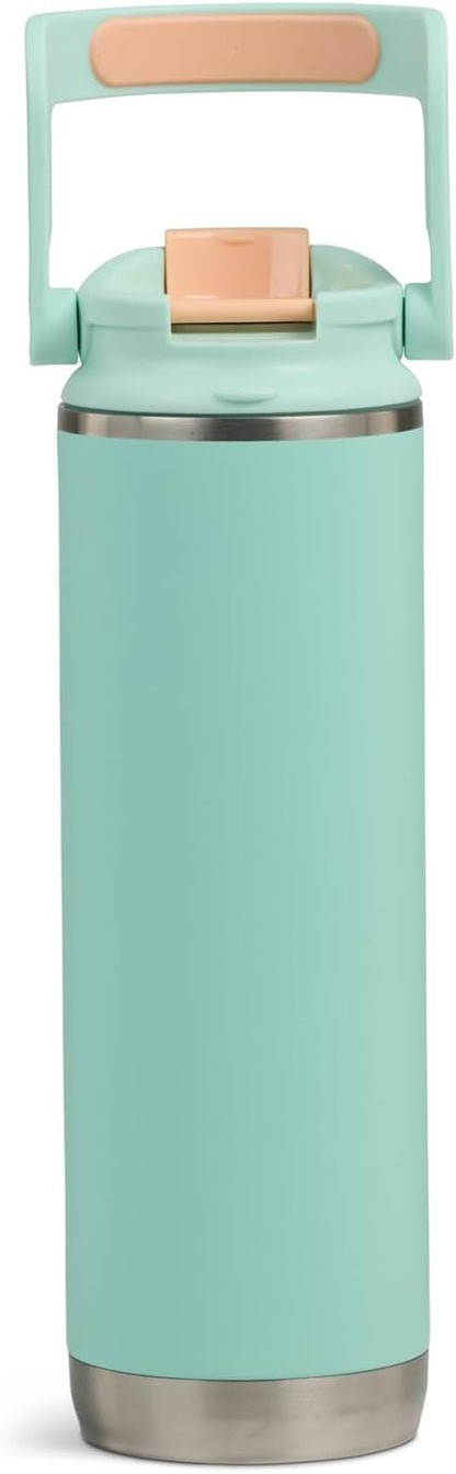 20 oz FlipNSip Tumbler, Reusable Travel Mug, Stainless Steel Insulated Hydration Cup for Hot & Cold Beverages,Seafoam