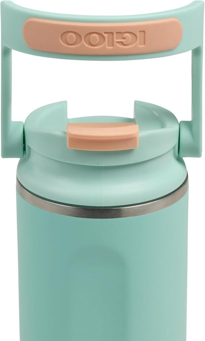 20 oz FlipNSip Tumbler, Reusable Travel Mug, Stainless Steel Insulated Hydration Cup for Hot & Cold Beverages,Seafoam