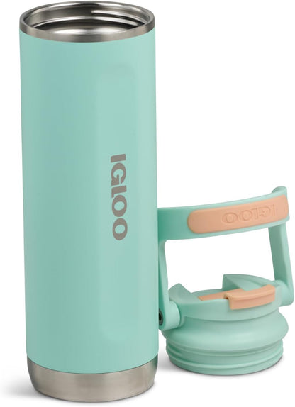 20 oz FlipNSip Tumbler, Reusable Travel Mug, Stainless Steel Insulated Hydration Cup for Hot & Cold Beverages,Seafoam