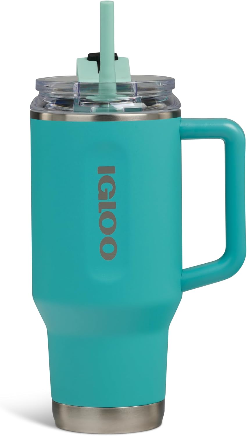 20 oz FlipNSip Tumbler, Reusable Travel Mug, Stainless Steel Insulated Hydration Cup for Hot & Cold Beverages,Seafoam