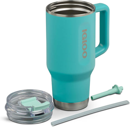 20 oz FlipNSip Tumbler, Reusable Travel Mug, Stainless Steel Insulated Hydration Cup for Hot & Cold Beverages,Seafoam