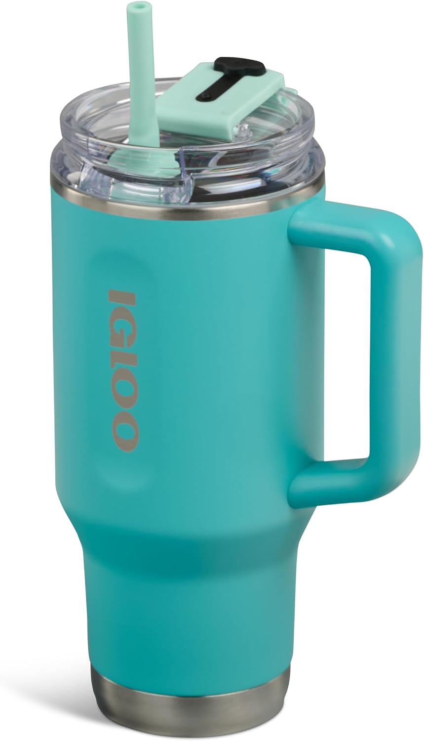 20 oz FlipNSip Tumbler, Reusable Travel Mug, Stainless Steel Insulated Hydration Cup for Hot & Cold Beverages,Seafoam