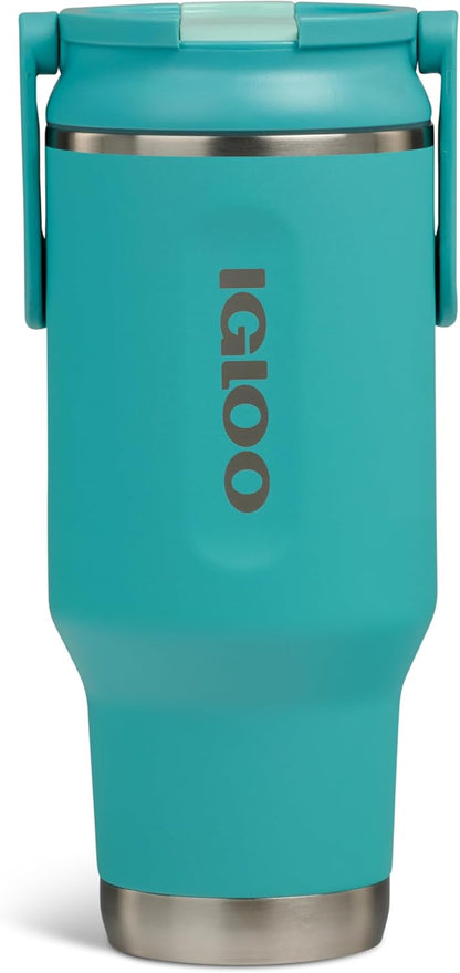 20 oz FlipNSip Tumbler, Reusable Travel Mug, Stainless Steel Insulated Hydration Cup for Hot & Cold Beverages,Seafoam