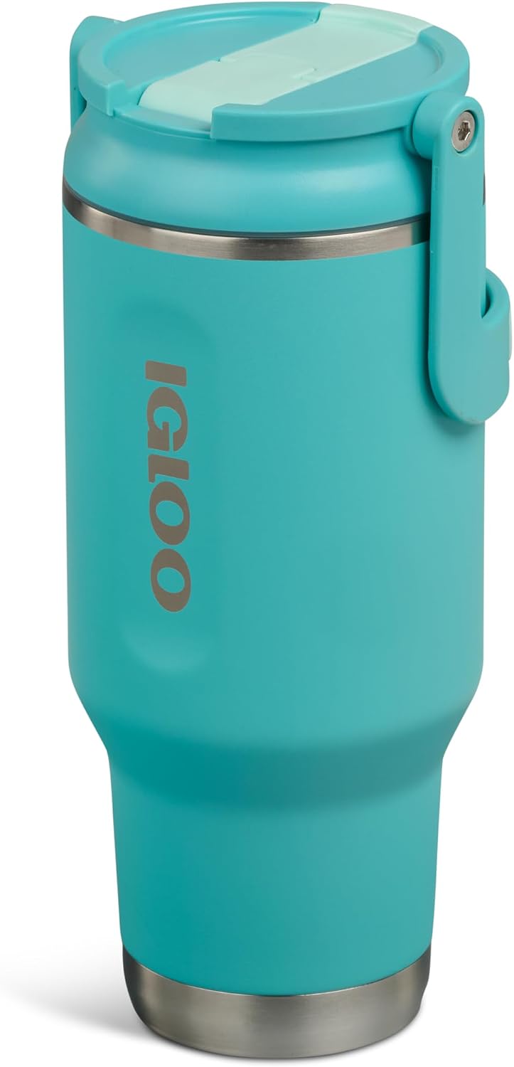 20 oz FlipNSip Tumbler, Reusable Travel Mug, Stainless Steel Insulated Hydration Cup for Hot & Cold Beverages,Seafoam
