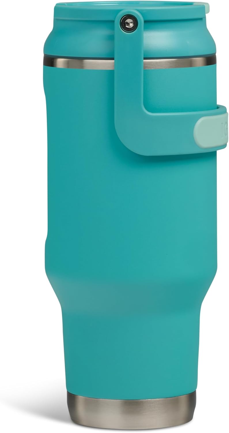 20 oz FlipNSip Tumbler, Reusable Travel Mug, Stainless Steel Insulated Hydration Cup for Hot & Cold Beverages,Seafoam