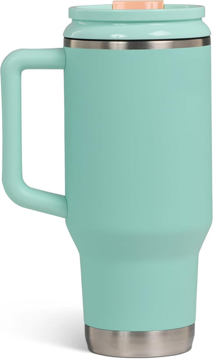 20 oz FlipNSip Tumbler, Reusable Travel Mug, Stainless Steel Insulated Hydration Cup for Hot & Cold Beverages,Seafoam