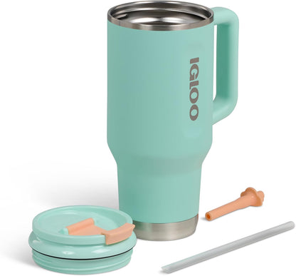 20 oz FlipNSip Tumbler, Reusable Travel Mug, Stainless Steel Insulated Hydration Cup for Hot & Cold Beverages,Seafoam