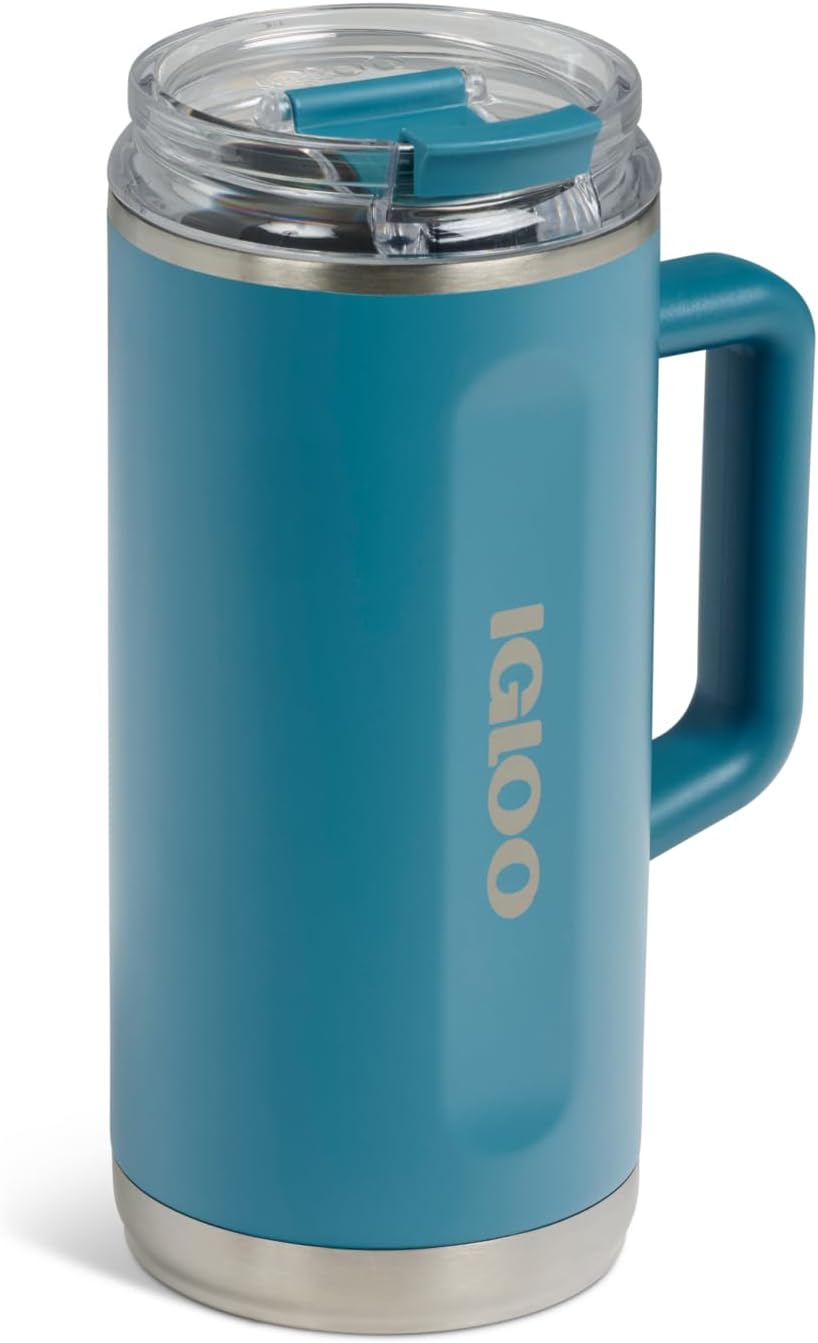 20 oz FlipNSip Tumbler, Reusable Travel Mug, Stainless Steel Insulated Hydration Cup for Hot & Cold Beverages,Seafoam