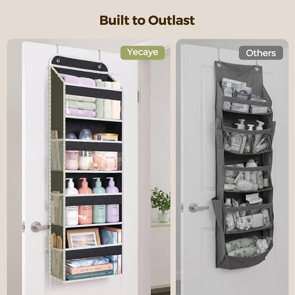 LAMU Over the Door Organizer, Large Capacity Behind the Door Storage with Clear PVC Windows, Back to School Supplies, Stuffed Animal Storage for Dorm Closet Nursery Bathroom Pantry, 4 Tier Grey
