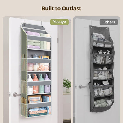 LAMU Over the Door Organizer, Large Capacity Behind the Door Storage with Clear PVC Windows, Back to School Supplies, Stuffed Animal Storage for Dorm Closet Nursery Bathroom Pantry, 4 Tier Grey