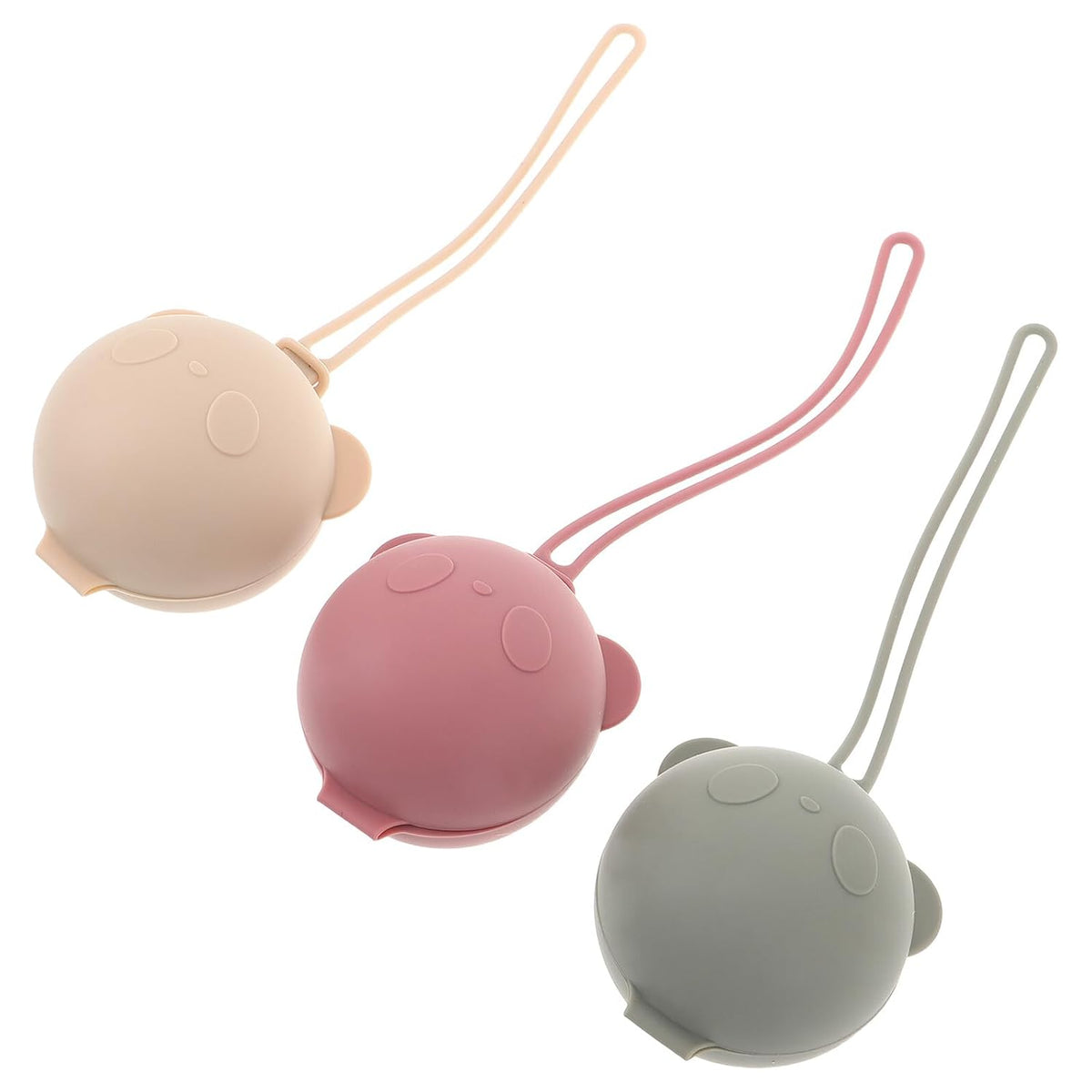3pcs Silicone Storage Box Dustproof Portable Pacifier Holder Case with Lanyard for Travel and Nursery Use