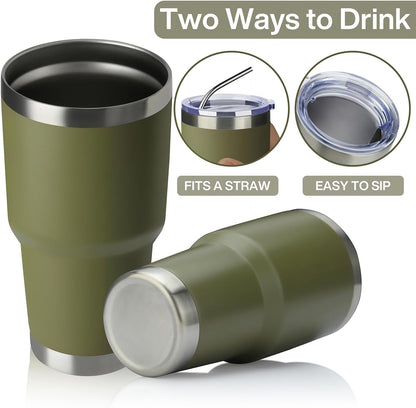 30oz Tumbler Double Wall Vacuum Insulated Travel Mug, Stainless Steel Tumbler with Lid, Durable Powder Coated Insulated Coffee Cup for Cold & Hot Drinks (Black,1 PACK)