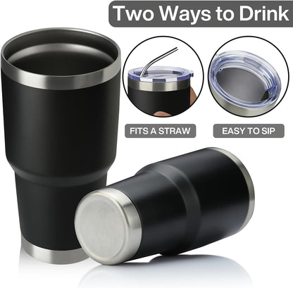 30oz Tumbler Double Wall Vacuum Insulated Travel Mug, Stainless Steel Tumbler with Lid, Durable Powder Coated Insulated Coffee Cup for Cold & Hot Drinks (Black,1 PACK)