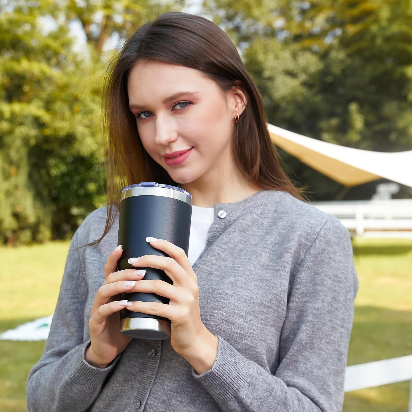 30oz Tumbler Double Wall Vacuum Insulated Travel Mug, Stainless Steel Tumbler with Lid, Durable Powder Coated Insulated Coffee Cup for Cold & Hot Drinks (Black,1 PACK)