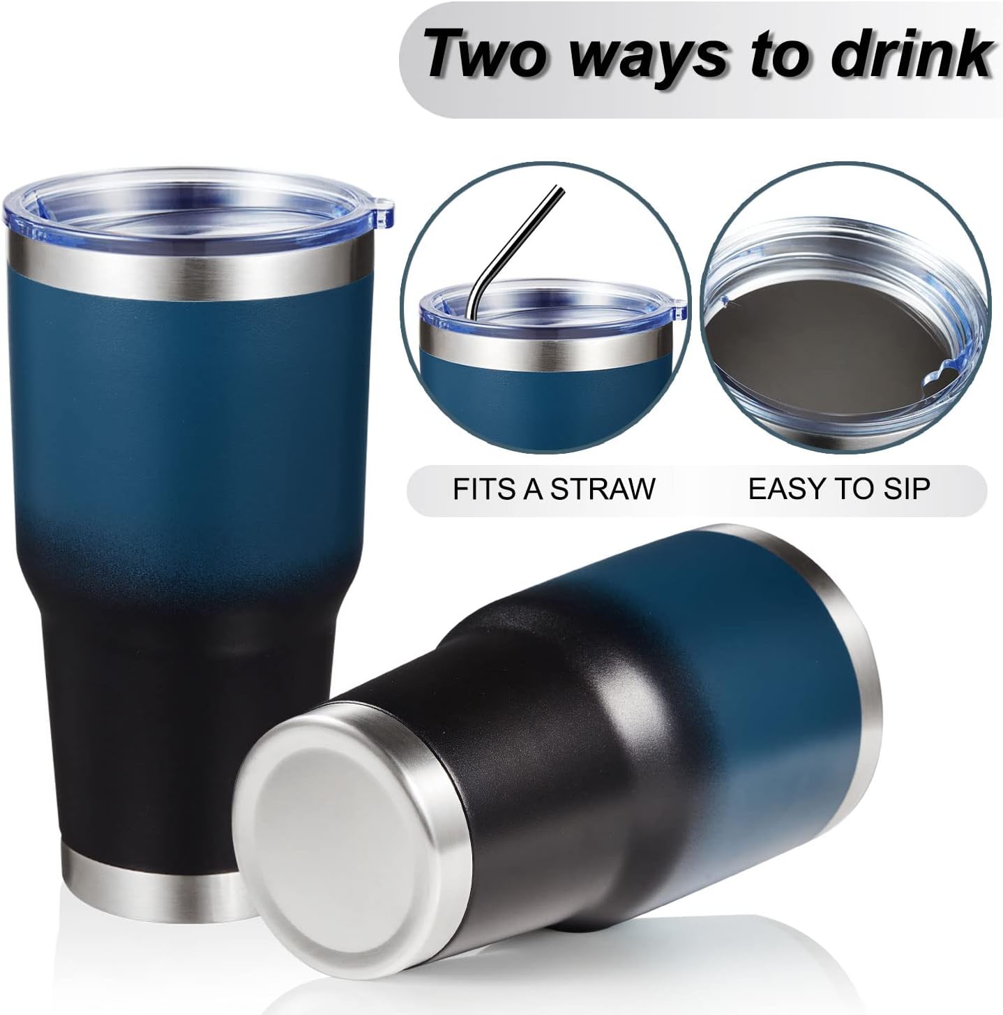 30oz Tumbler Double Wall Vacuum Insulated Travel Mug, Stainless Steel Tumbler with Lid, Durable Powder Coated Insulated Coffee Cup for Cold & Hot Drinks (Black,1 PACK)