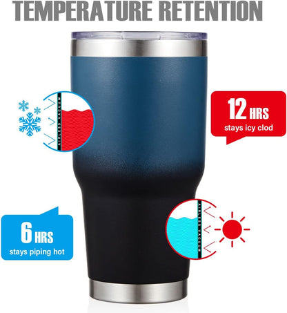 30oz Tumbler Double Wall Vacuum Insulated Travel Mug, Stainless Steel Tumbler with Lid, Durable Powder Coated Insulated Coffee Cup for Cold & Hot Drinks (Black,1 PACK)