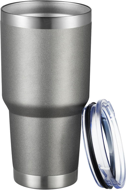 30oz Tumbler Double Wall Vacuum Insulated Travel Mug, Stainless Steel Tumbler with Lid, Durable Powder Coated Insulated Coffee Cup for Cold & Hot Drinks (Black,1 PACK)