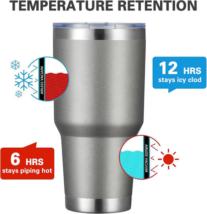 30oz Tumbler Double Wall Vacuum Insulated Travel Mug, Stainless Steel Tumbler with Lid, Durable Powder Coated Insulated Coffee Cup for Cold & Hot Drinks (Black,1 PACK)