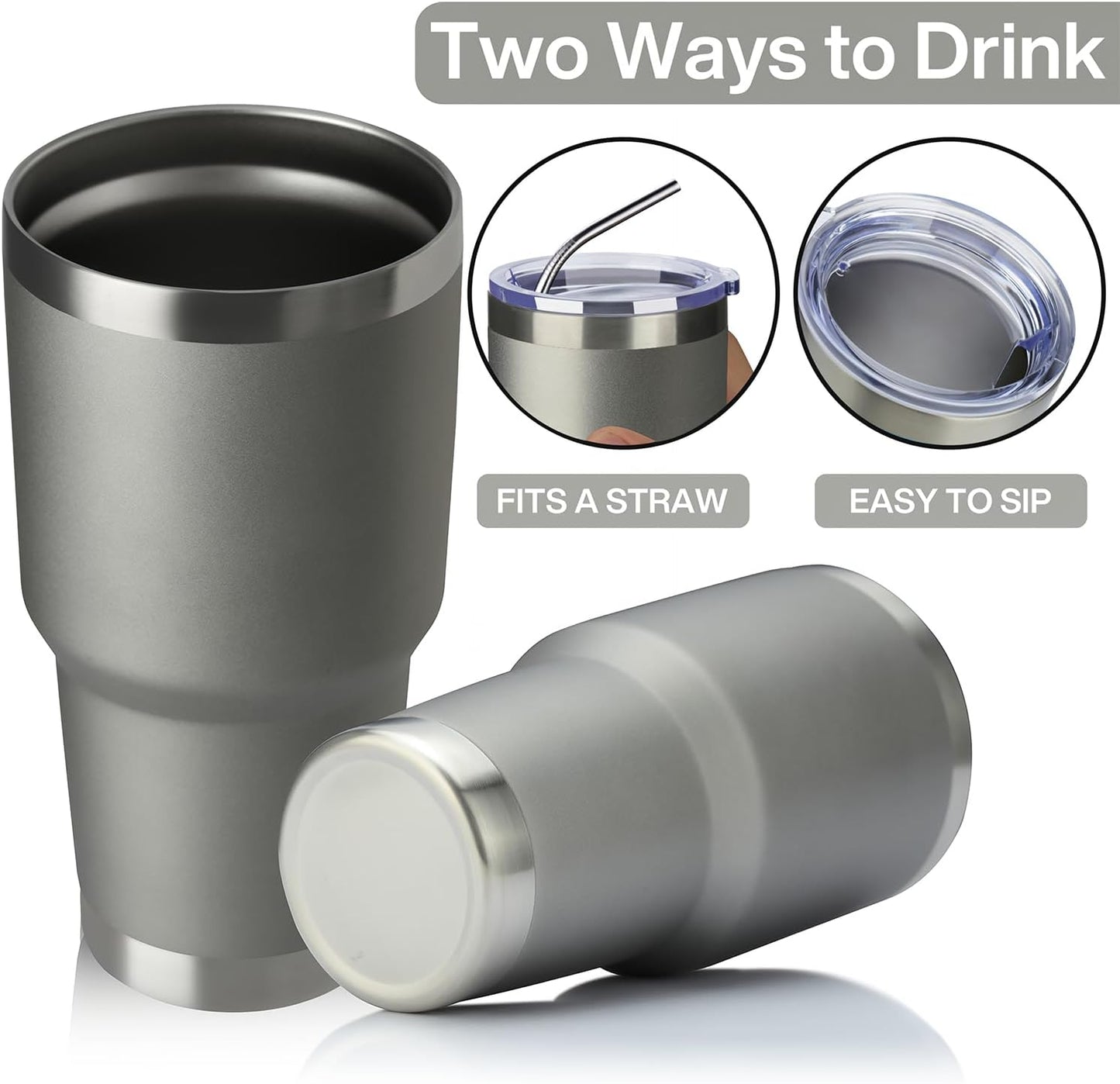30oz Tumbler Double Wall Vacuum Insulated Travel Mug, Stainless Steel Tumbler with Lid, Durable Powder Coated Insulated Coffee Cup for Cold & Hot Drinks (Black,1 PACK)
