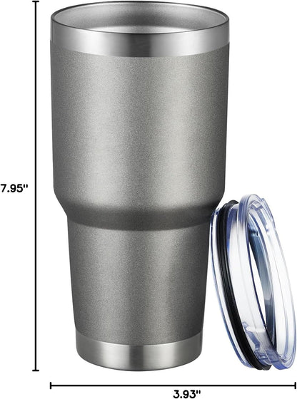 30oz Tumbler Double Wall Vacuum Insulated Travel Mug, Stainless Steel Tumbler with Lid, Durable Powder Coated Insulated Coffee Cup for Cold & Hot Drinks (Black,1 PACK)