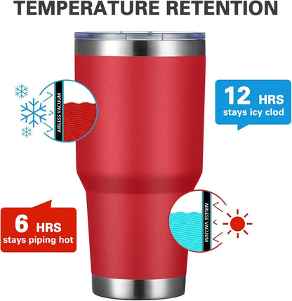 30oz Tumbler Double Wall Vacuum Insulated Travel Mug, Stainless Steel Tumbler with Lid, Durable Powder Coated Insulated Coffee Cup for Cold & Hot Drinks (Black,1 PACK)