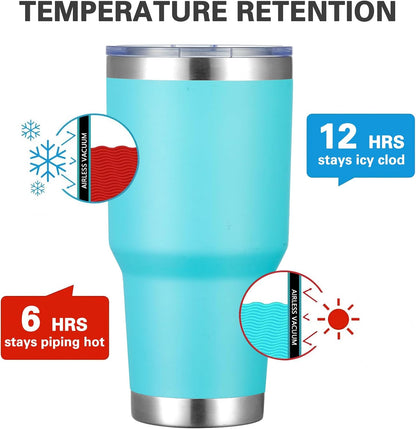 30oz Tumbler Double Wall Vacuum Insulated Travel Mug, Stainless Steel Tumbler with Lid, Durable Powder Coated Insulated Coffee Cup for Cold & Hot Drinks (Black,1 PACK)